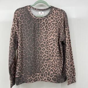 Sundry Size 2 Medium Pullover Sweatshirt Pink Black Animal Print Crewneck Womens
